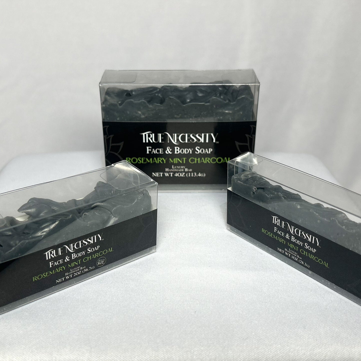 TRUE NECESSITY -ROSEMARY MINT CHARCOAL- LUXURY HANDMADE BAR SOAP