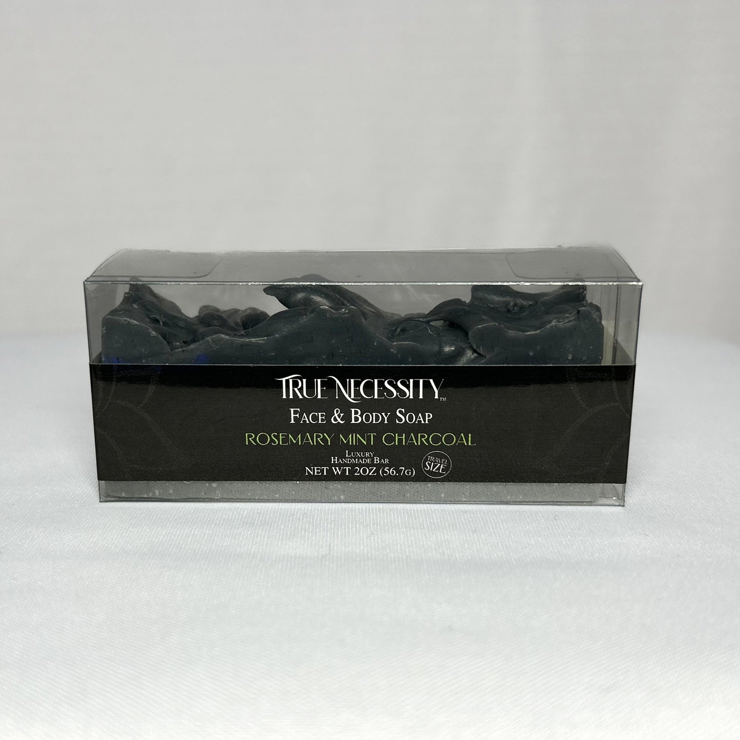 TRUE NECESSITY -ROSEMARY MINT CHARCOAL- LUXURY HANDMADE BAR SOAP