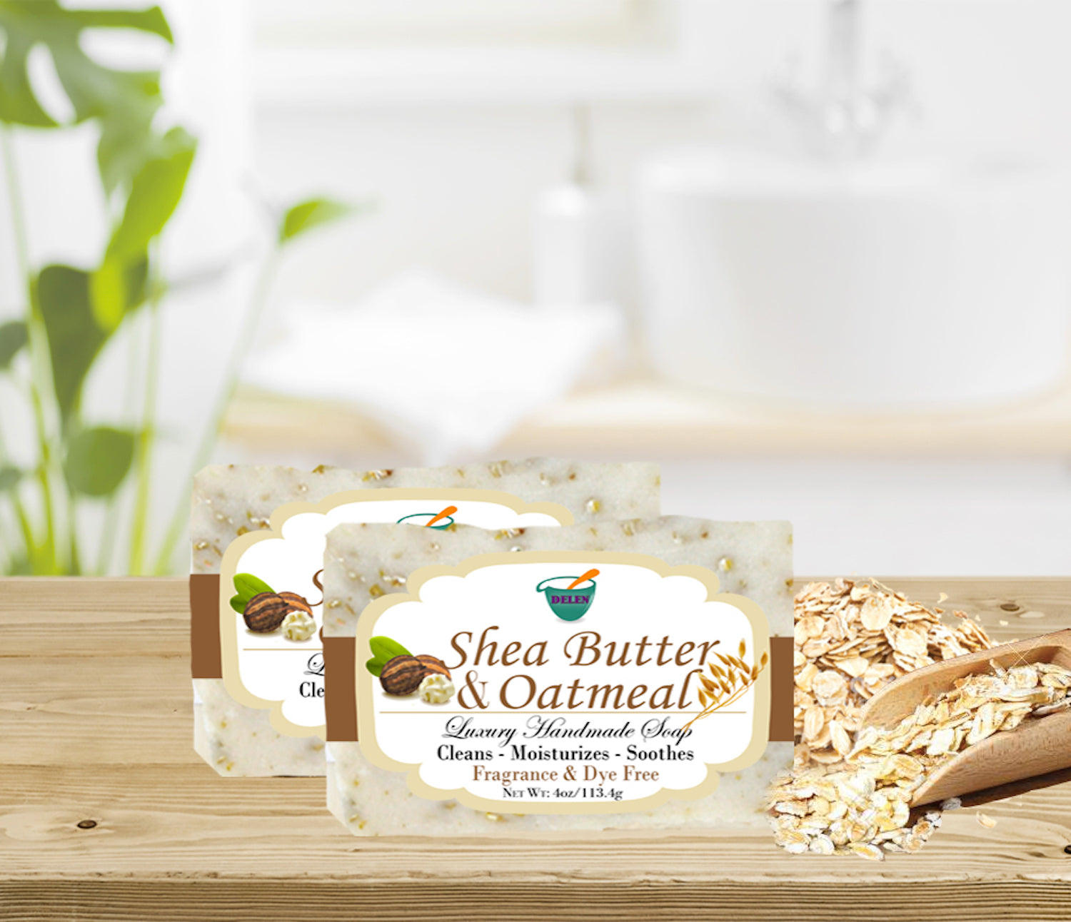 SHEA BUTTER & OATMEAL  4oz BAR SOAP