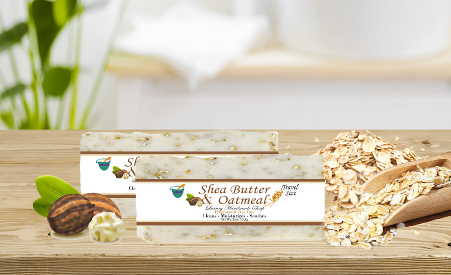 SHEA BUTTER & OATMEAL  2oz BAR SOAP